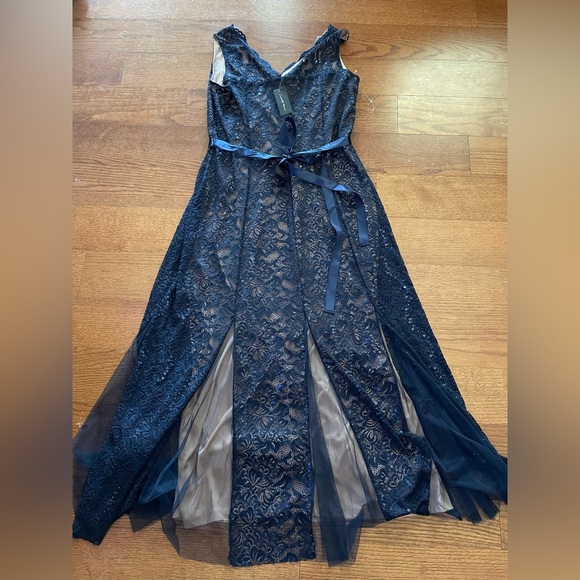 NWT Candalite Navy Sequin Babydoll Mesh Maxi Dress 1X Whimsigoth Prom Formal - Picture 5 of 7